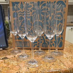 Waterford Crystal Clear Champagne Glasses Set Of 6 (7th Extra Included)
